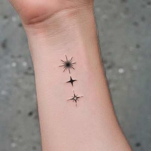 Tres fases de una estrella en piel