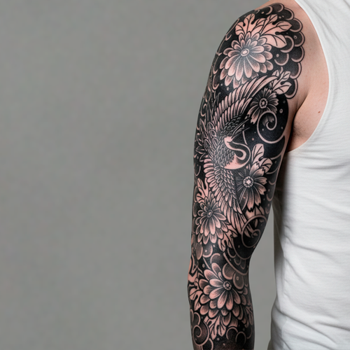 Manga floral en piel