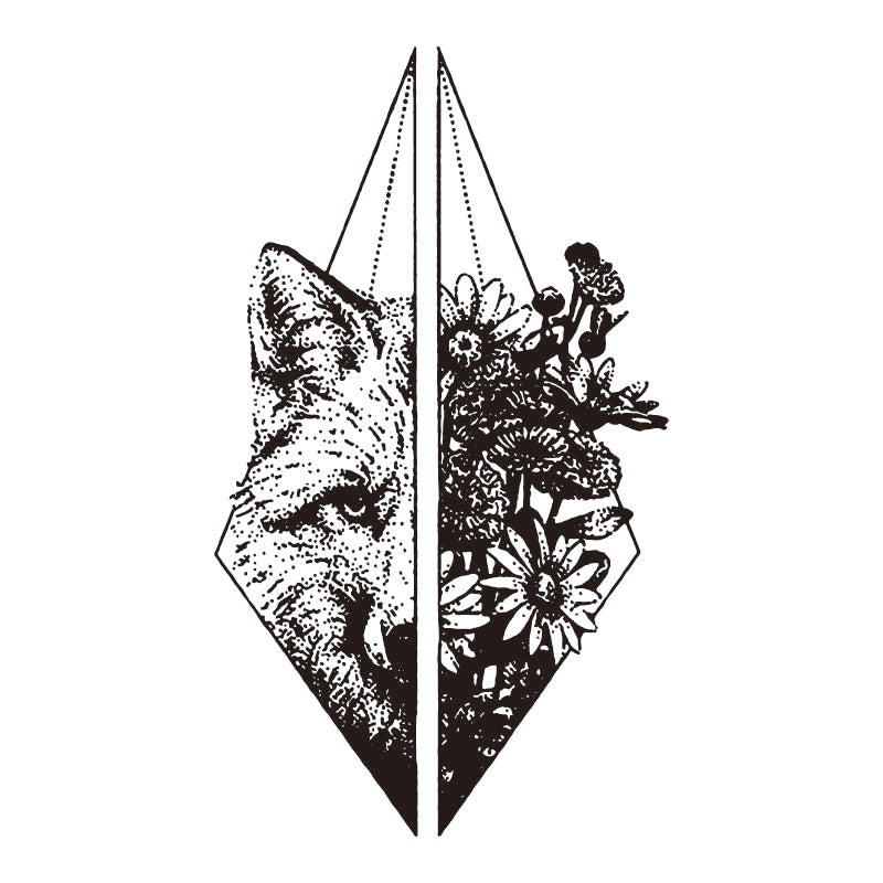 Lobo y flores