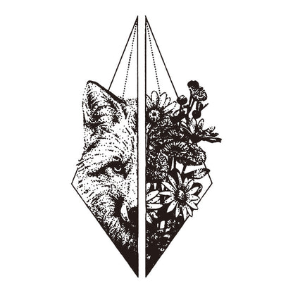 Lobo y flores