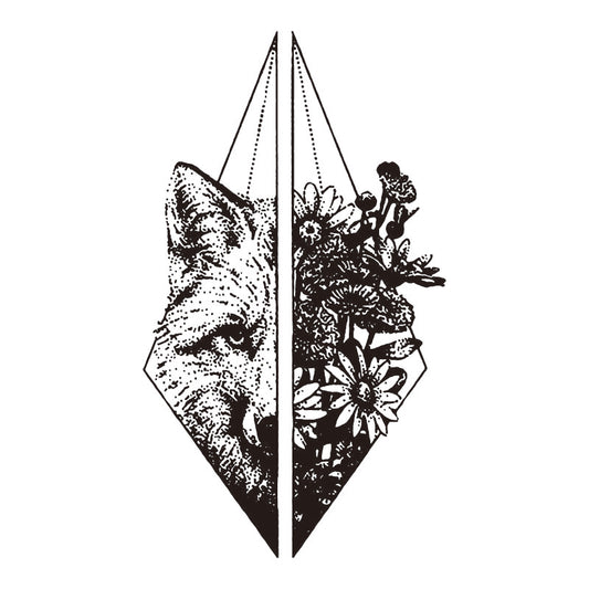 Lobo y flores