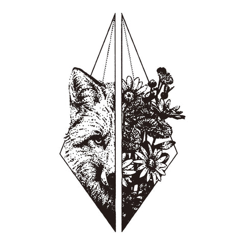 Lobo y flores