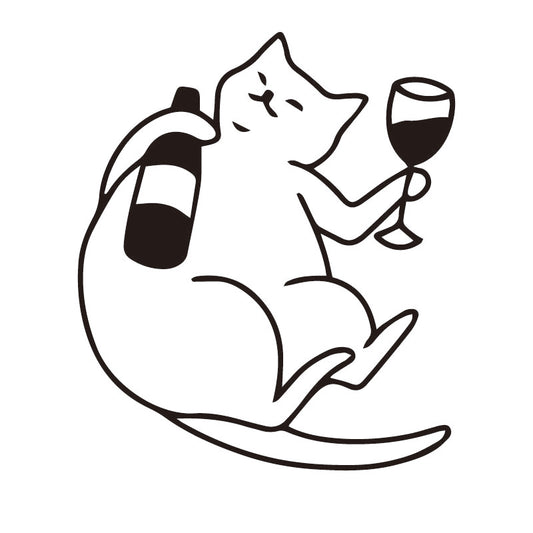 Gato tomando vino