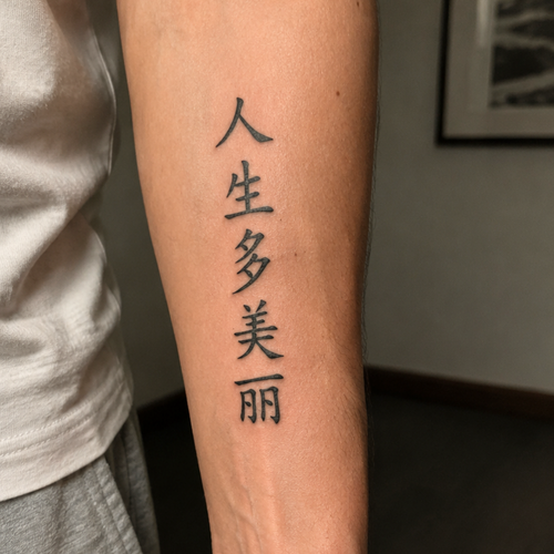 La vida es hermosa en chino en piel