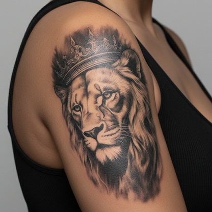 Tatuaje León con corona
